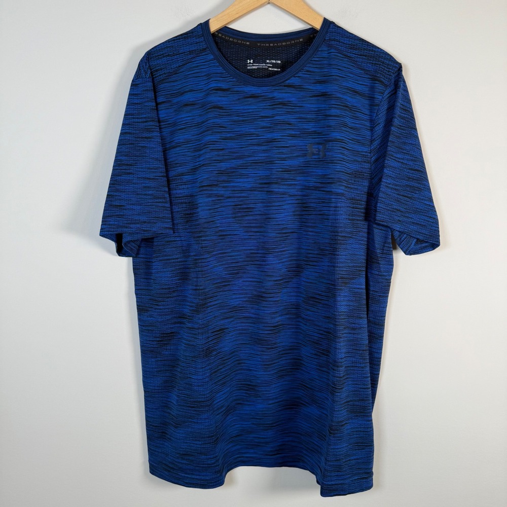 Under Armour Threadborne Athletic T-Shirt Top Tee XL‎ Blue Heather Workout